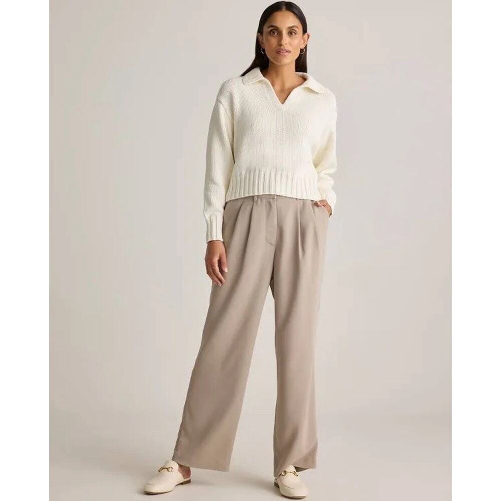 Quince‎ Women Stretch Crepe Pleated Wide Leg Pants Morel 10
